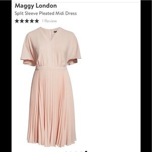 Pink Split Sleeve Pleated Mini Dress